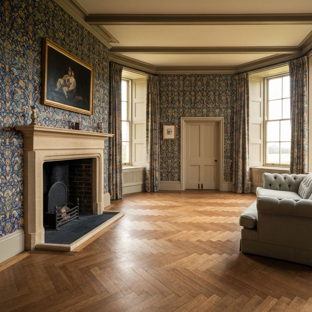 Luxury Cotswolds drawing room with fine wallpaper installation by ATA Decorators